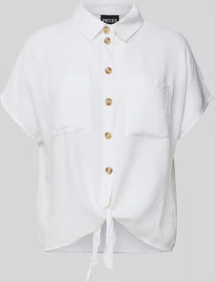 Pieces regular fit overhemdblouse van mix van viscose en linnen model 'PIA' - Foto 2