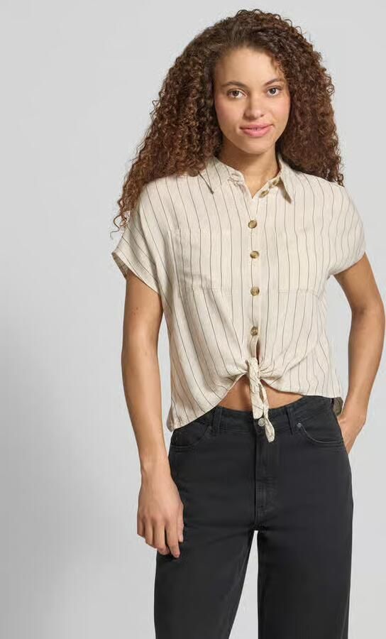 Pieces regular fit overhemdblouse van mix van viscose en linnen model 'PIA' - Foto 4