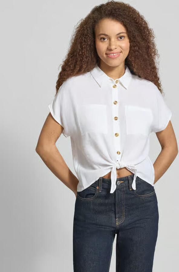 Pieces regular fit overhemdblouse van mix van viscose en linnen model 'PIA' - Foto 3