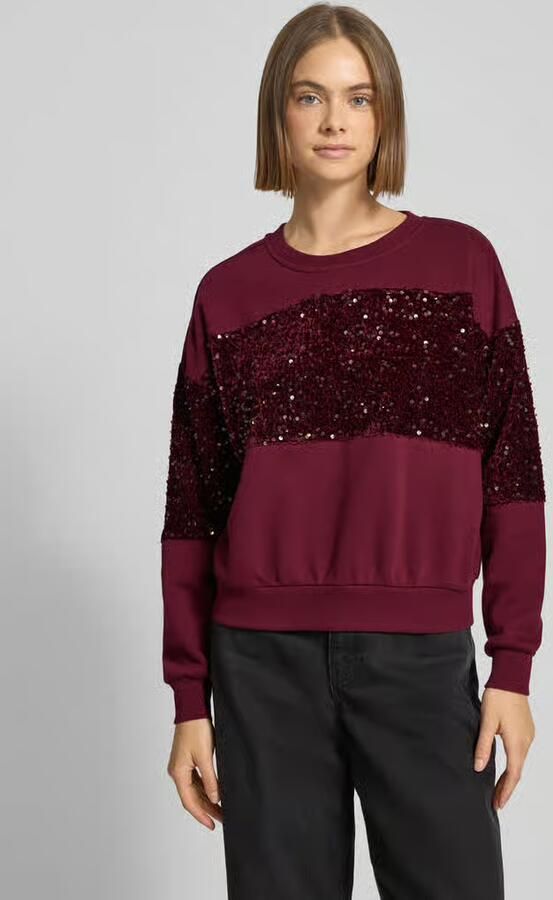 Pieces Regular fit sweatshirt van katoenmix met pailletten model 'NANCY' - Foto 2