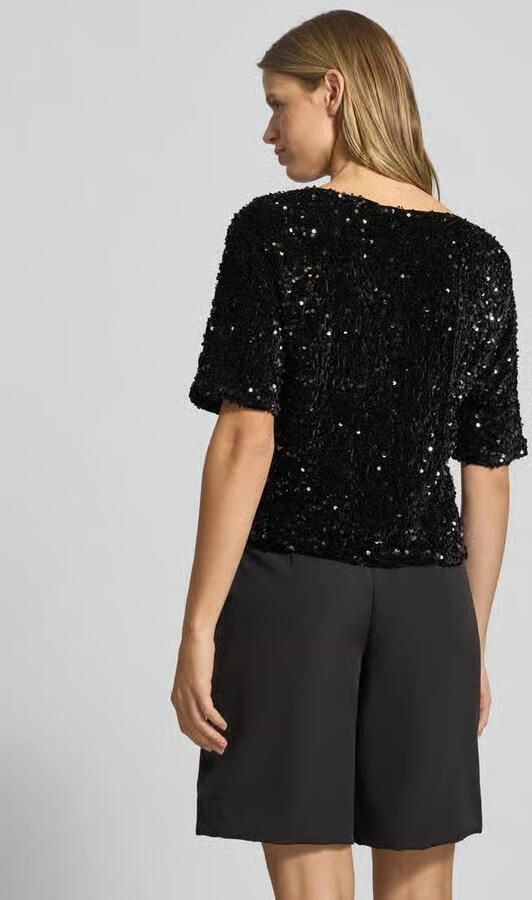 Pieces Regular fit T-shirt met pailletten model 'KAM'