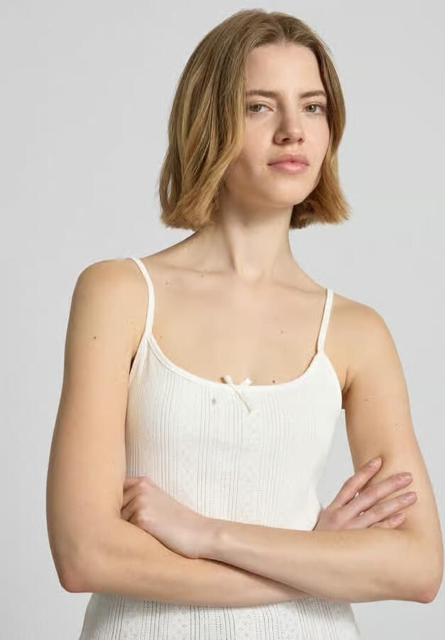 Pieces Slim fit top met bandjes van puur katoen model 'MARIE'