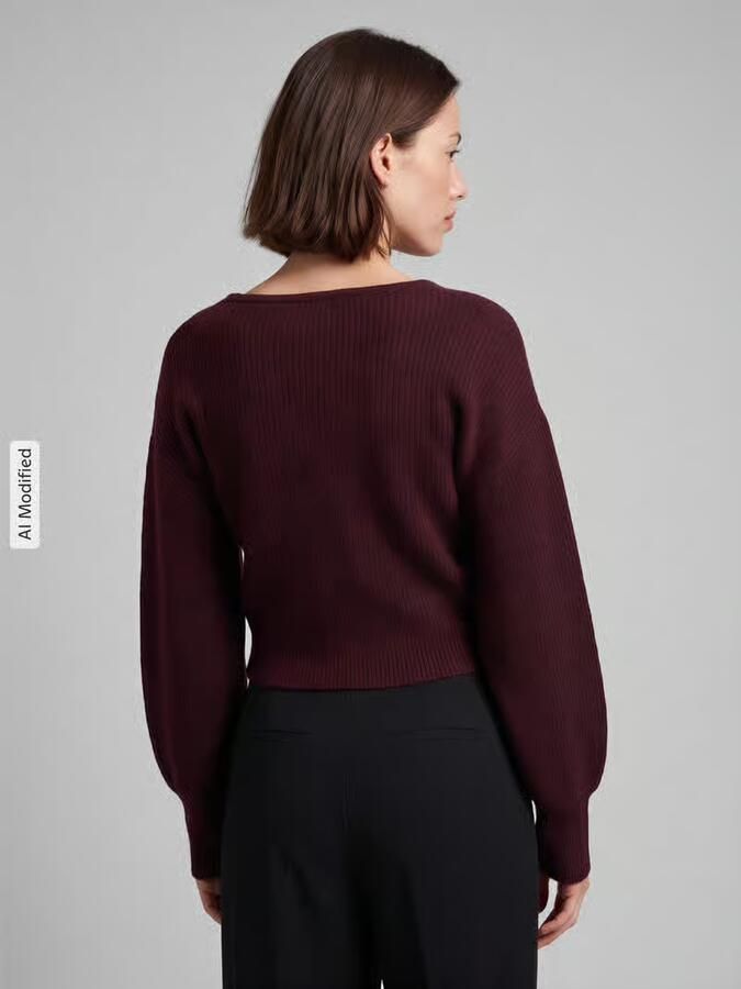 Pieces regular fit trui in wikkel-look model 'AVA' - Foto 2