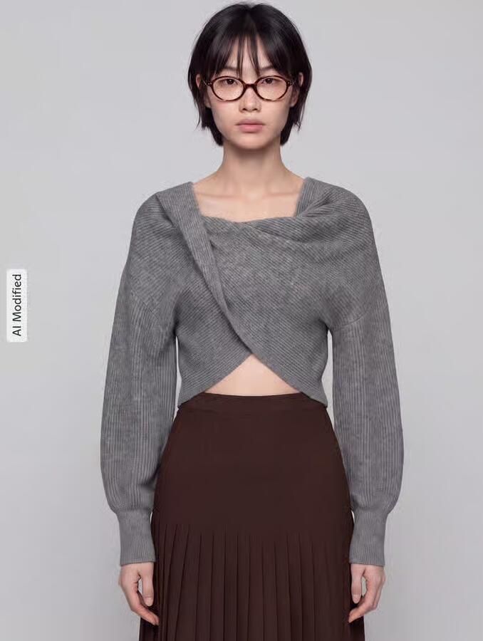 Pieces regular fit trui in wikkel-look model 'AVA' - Foto 2