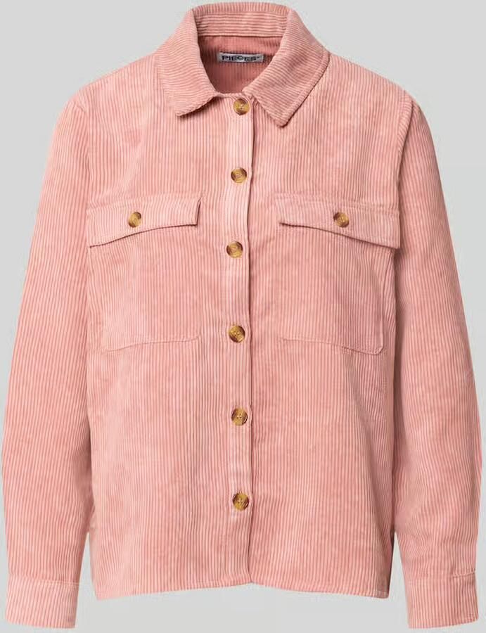 Pieces relaxed fit blouse met lange mouwen in corduroy look model 'EFFI'