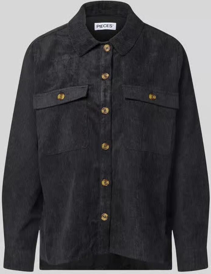 Pieces relaxed fit blouse met lange mouwen in corduroy look model 'EFFI'