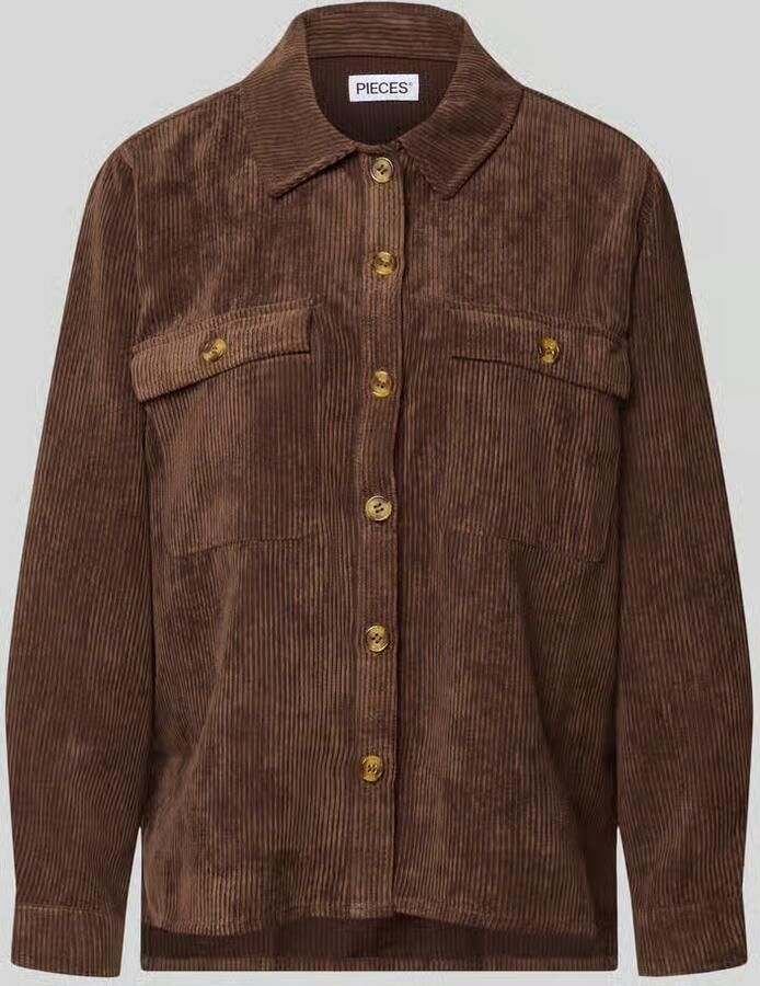 Pieces relaxed fit blouse met lange mouwen in corduroy look model 'EFFI'