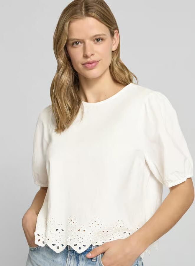 Pieces relaxed fit blousetop van puur katoen model 'ALMINA'