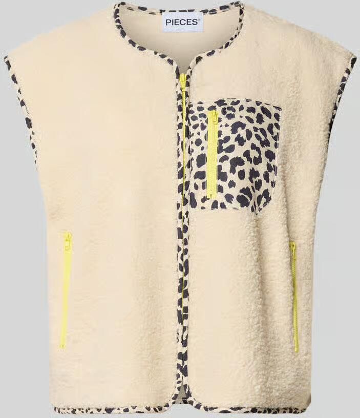 Pieces relaxed fit bodywarmer in teddylook model 'KATTY'