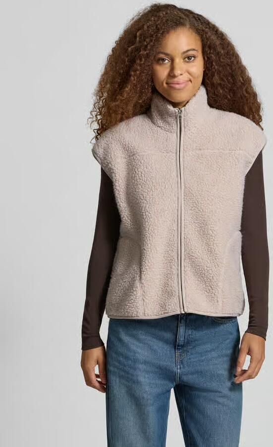 Pieces Comfort fit gilet van teddybont met opstaande kraag model 'SADIA' - Foto 4