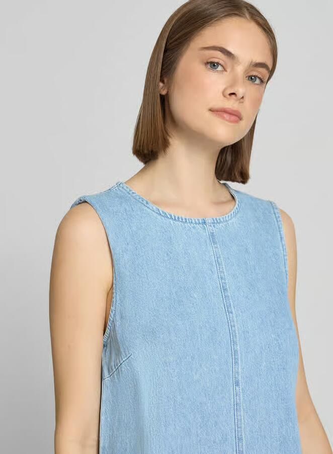 Pieces relaxed fit denimjurk van puur katoen model 'FLORA'