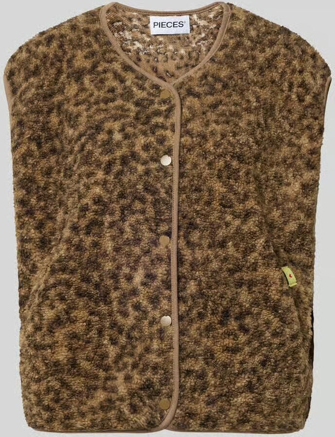 Pieces Relaxed fit gilet in luipaardlook model 'KATTY'