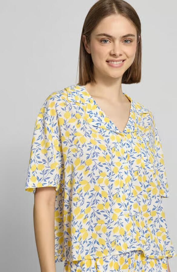 Pieces relaxed fit overhemdblouse van pure viscose model 'BARRI'