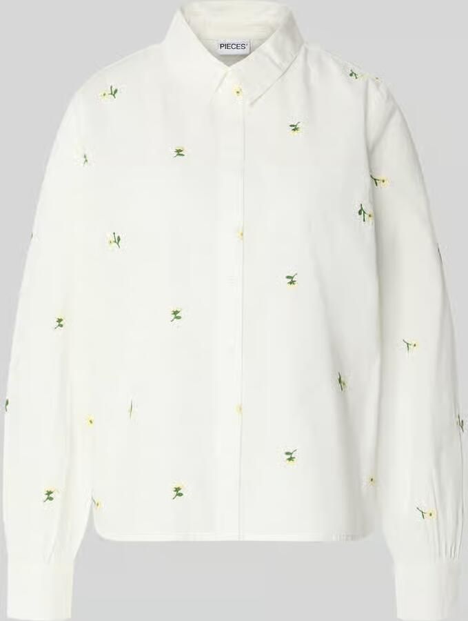 Pieces relaxed fit overhemdblouse van puur katoen model 'GENEVA' - Foto 2