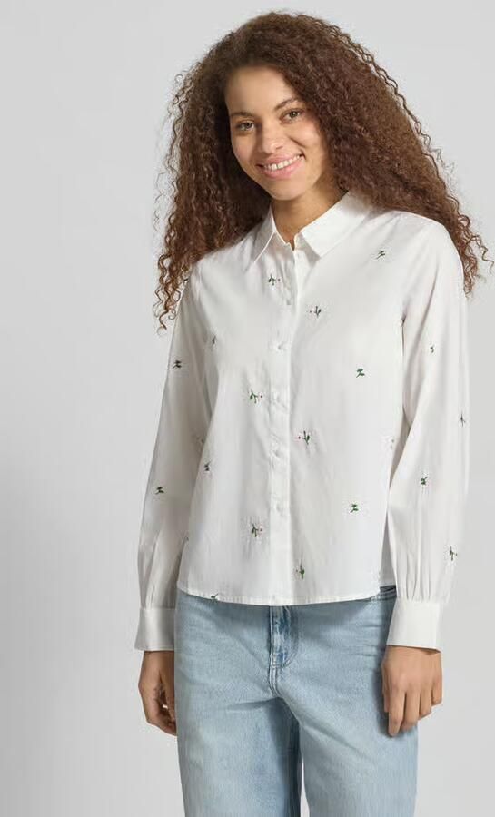 Pieces relaxed fit overhemdblouse van puur katoen model 'GENEVA' - Foto 3