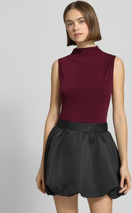 Pieces Shirt met staande kraag PCMADISON SL DRAPED TOP NOOS BC - Foto 4