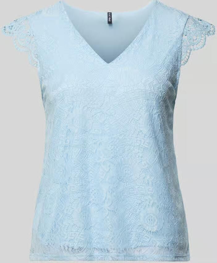 Pieces Kanten top PCOLLINE SL LACE V-NECK TOP WVN NOOS