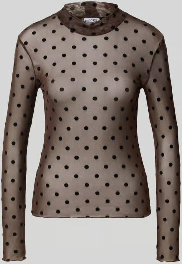 Pieces Slim fit shirt met lange mouwen met all-over motief model 'JESHI'