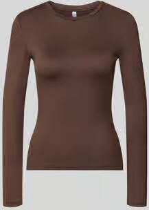 Pieces Slim Fit shirt met lange mouwen met ronde hals model 'LULA'