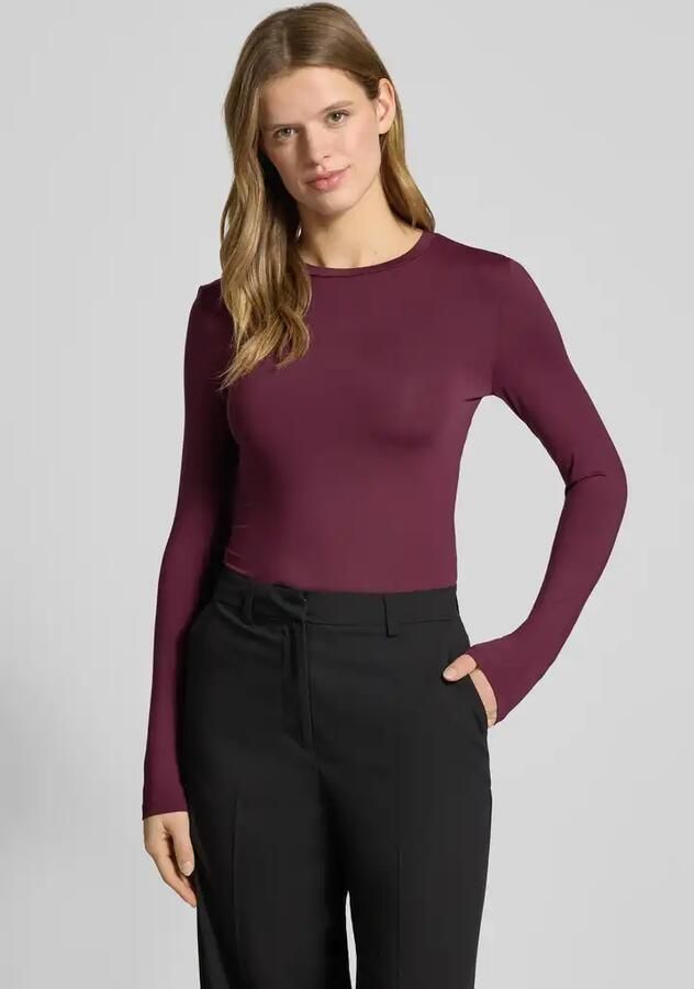 Pieces Slim fit shirt met lange mouwen met ronde hals Model 'LULA' - Foto 4
