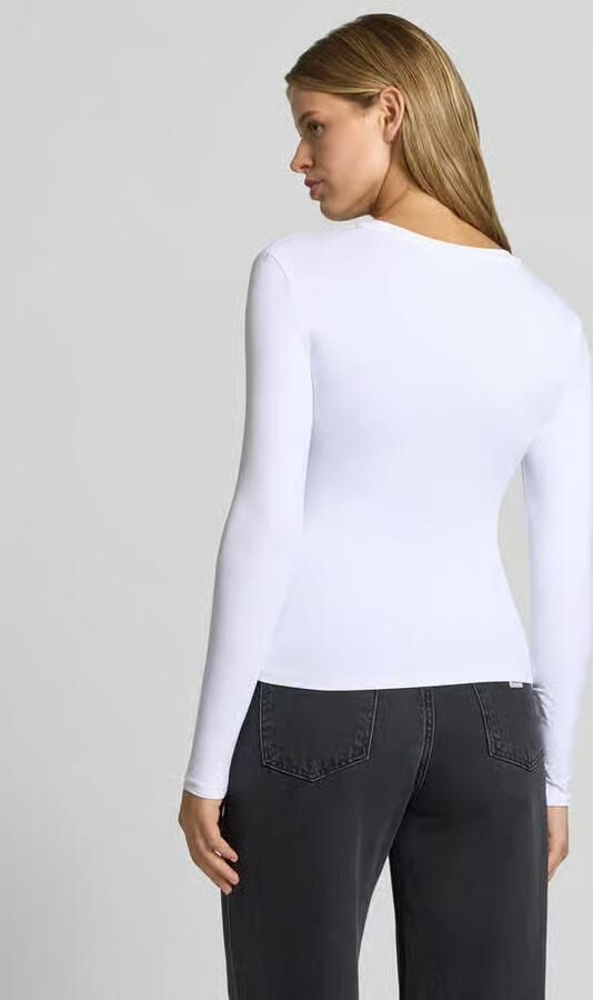 Pieces Slim fit shirt met lange mouwen met ronde hals Model 'LULA' - Foto 4