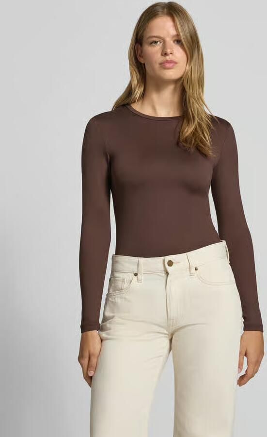 Pieces Slim Fit shirt met lange mouwen met ronde hals model 'LULA' - Foto 2