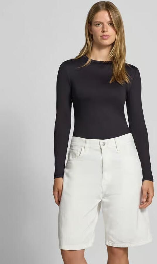 Pieces Slim Fit shirt met lange mouwen met ronde hals model 'LULA' - Foto 4