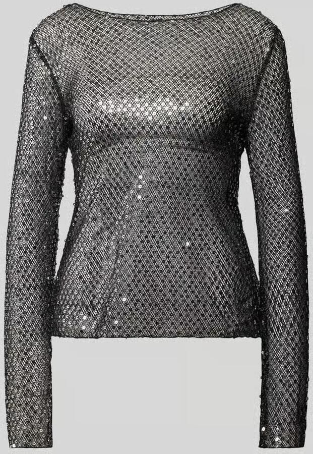 Pieces Slim fit shirt met lange mouwen van halftransparante mesh model 'RISSI' - Foto 2