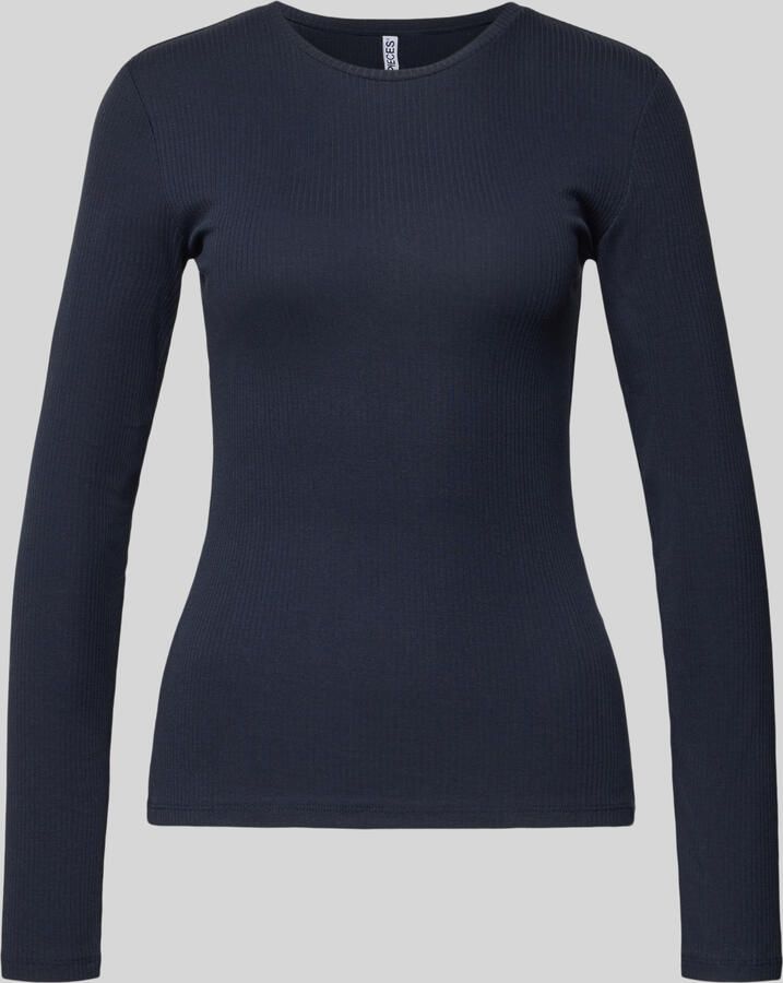 Pieces Slim fit shirt met lange mouwen van katoenmix - Foto 2