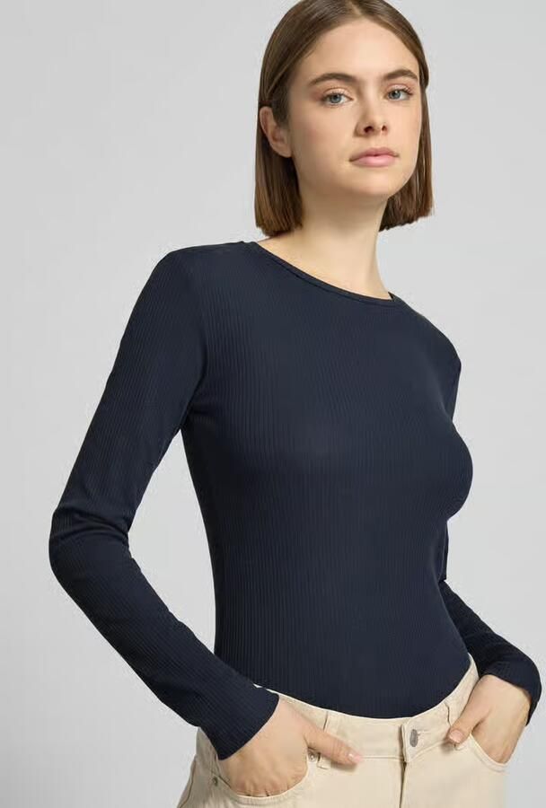 Pieces Slim fit shirt met lange mouwen van katoenmix