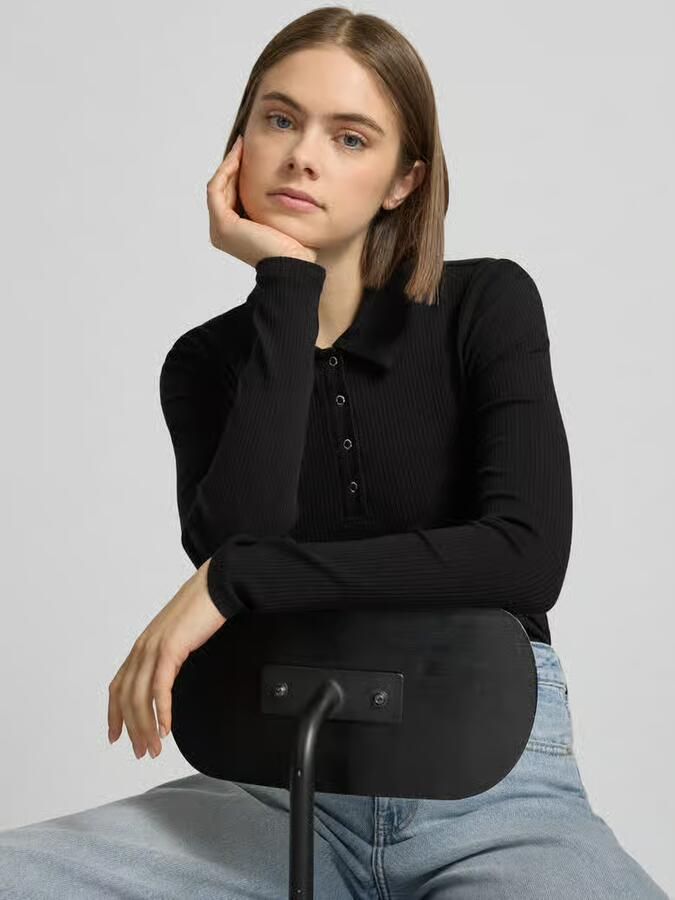 Pieces Slim fit shirt met lange mouwen van katoenmix model 'KITTE' - Foto 2