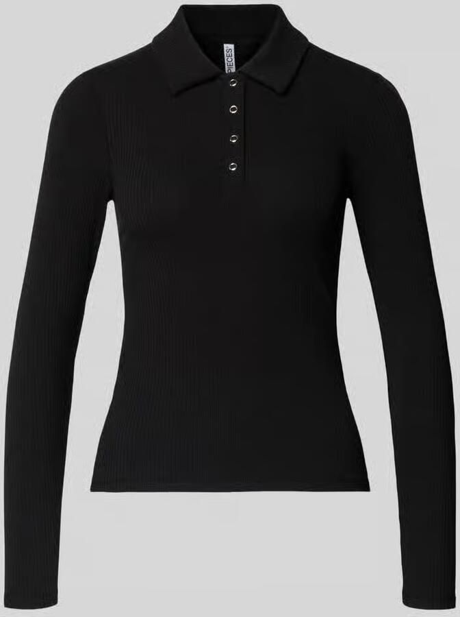 Pieces Slim fit shirt met lange mouwen van katoenmix model 'KITTE'