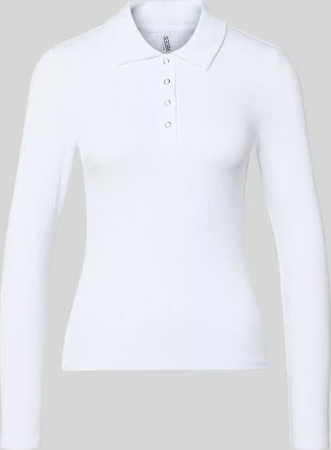 Pieces Slim fit shirt met lange mouwen van katoenmix model 'KITTE'