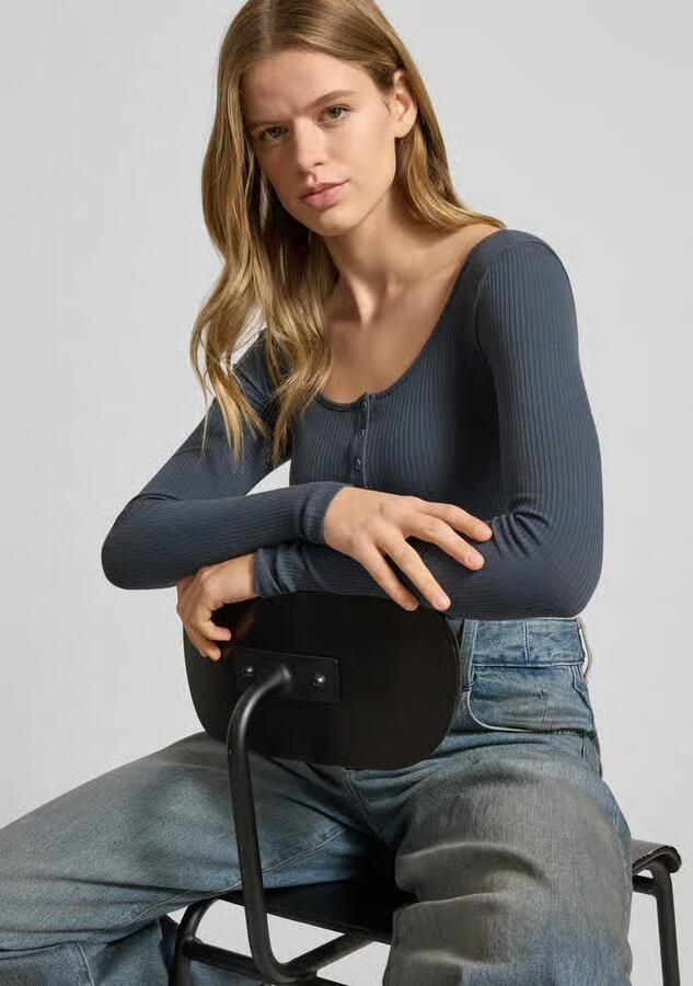 Pieces Slim fit shirt met lange mouwen van katoenmix model 'KITTE' - Foto 4