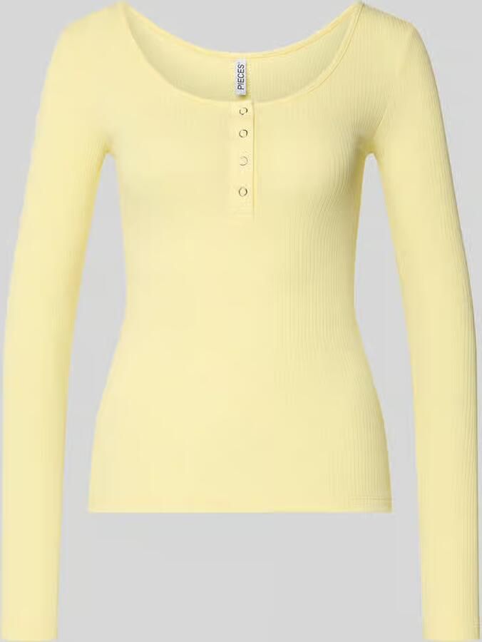 Pieces Slim fit shirt met lange mouwen van katoenmix model 'KITTE'