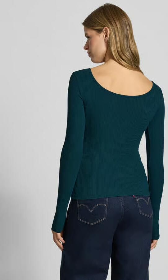 Pieces Slim fit shirt met lange mouwen van katoenmix model 'KITTE'