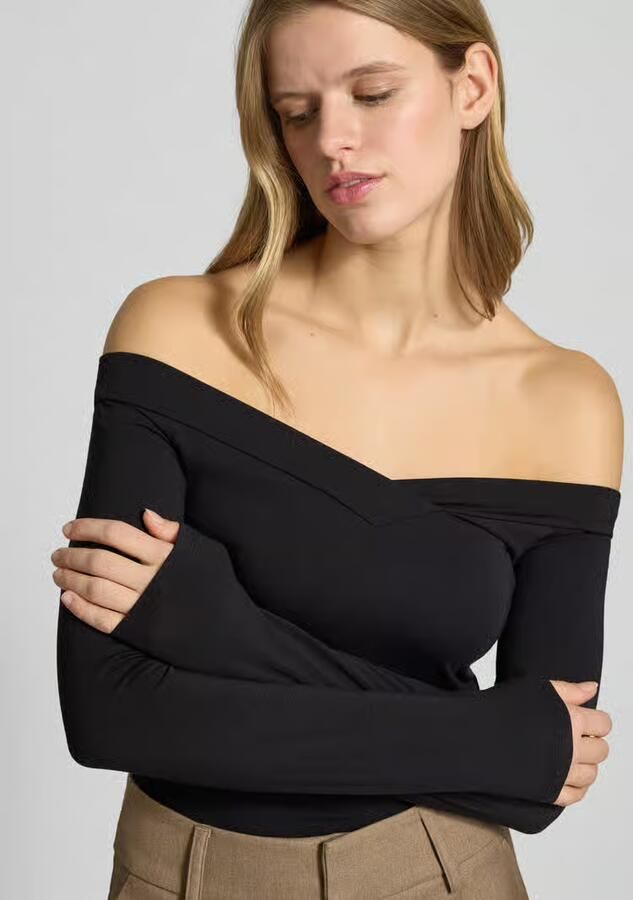 Pieces Shirt met lange mouwen PCMALIVA LS OFF SHOULDER V-NECK TOP NOOS - Foto 6