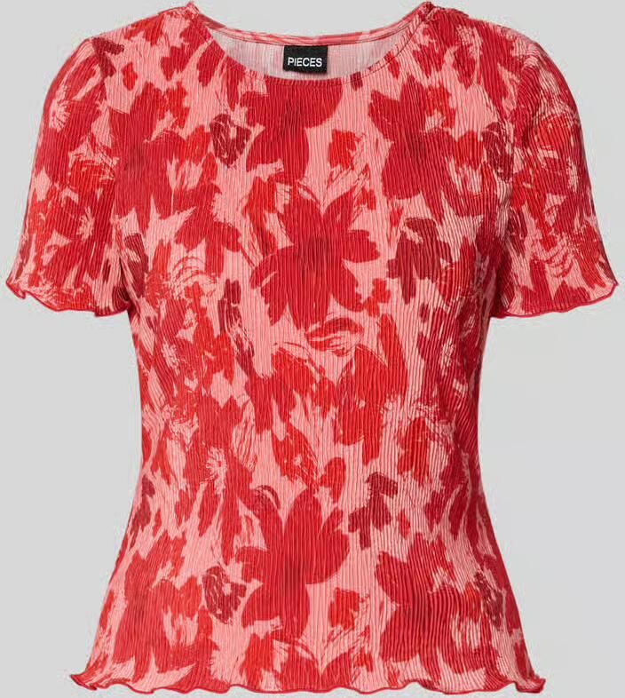 Pieces slim fit T-shirt met all-over motief model 'FLORA' - Foto 2