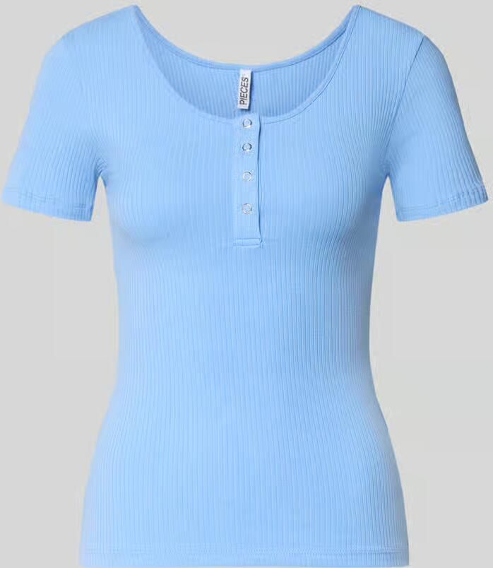 Pieces slim fit T-shirt van katoenmix model 'KITTE' - Foto 2
