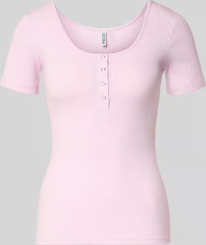 Pieces slim fit T-shirt van katoenmix model 'KITTE' - Foto 2
