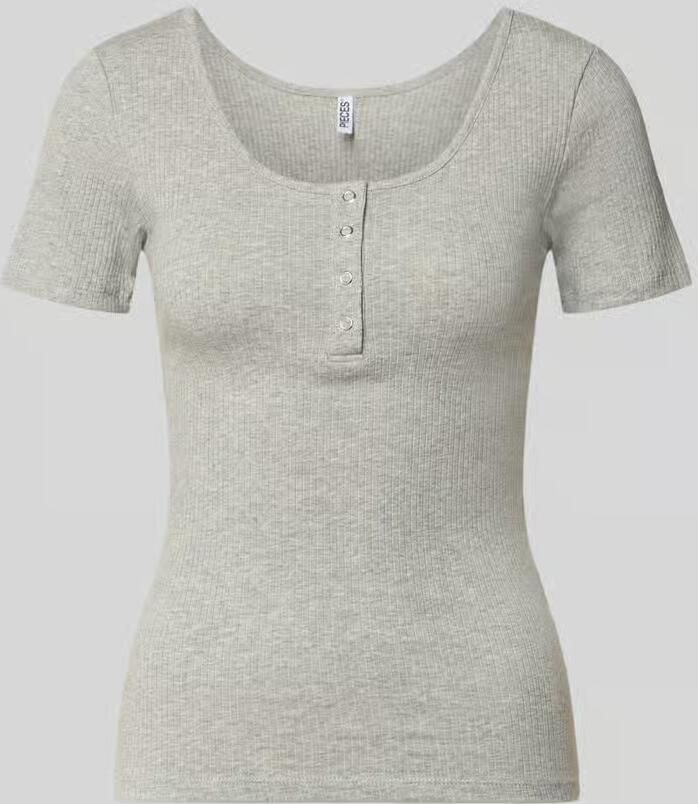 Pieces slim fit T-shirt van katoenmix model 'KITTE' - Foto 2