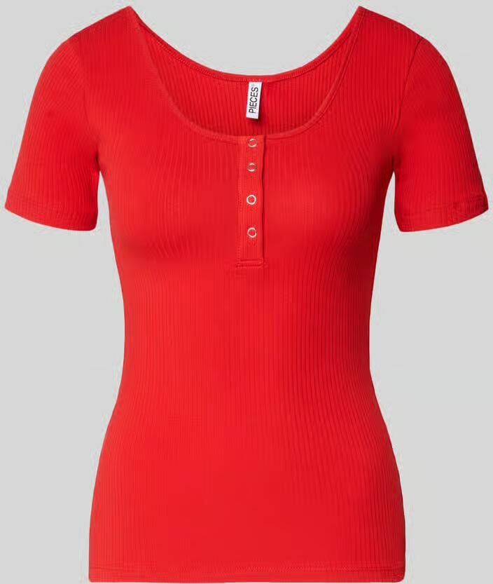 Pieces slim fit T-shirt van katoenmix model 'KITTE' - Foto 2
