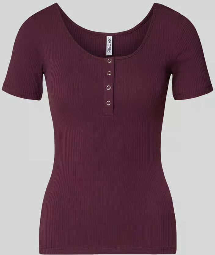 Pieces slim fit T-shirt van katoenmix model 'KITTE' - Foto 3