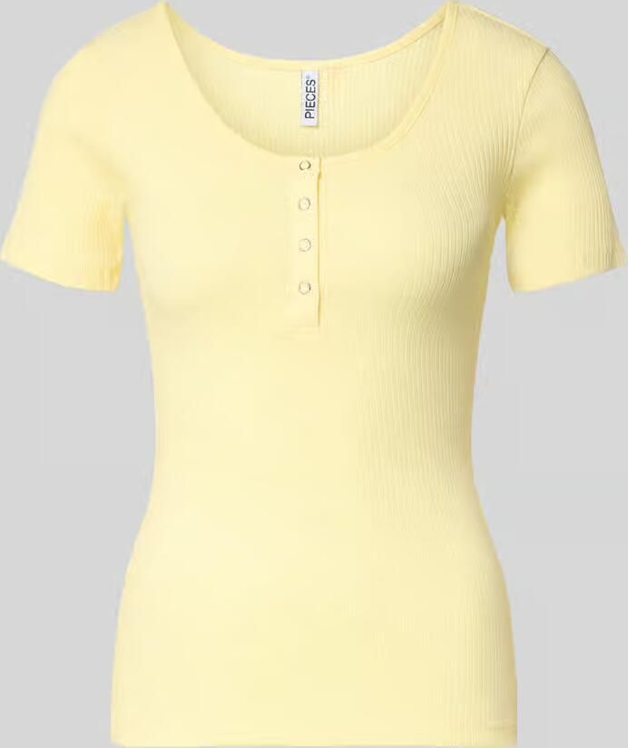 Pieces slim fit T-shirt van katoenmix model 'KITTE' - Foto 2