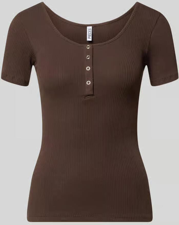 Pieces slim fit T-shirt van katoenmix model 'KITTE' - Foto 2