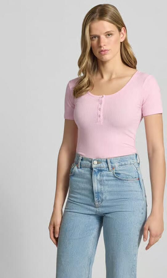 Pieces slim fit T-shirt van katoenmix model 'KITTE' - Foto 2