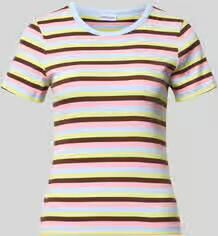 Pieces slim fit T-shirt van katoenmix model 'MAY'