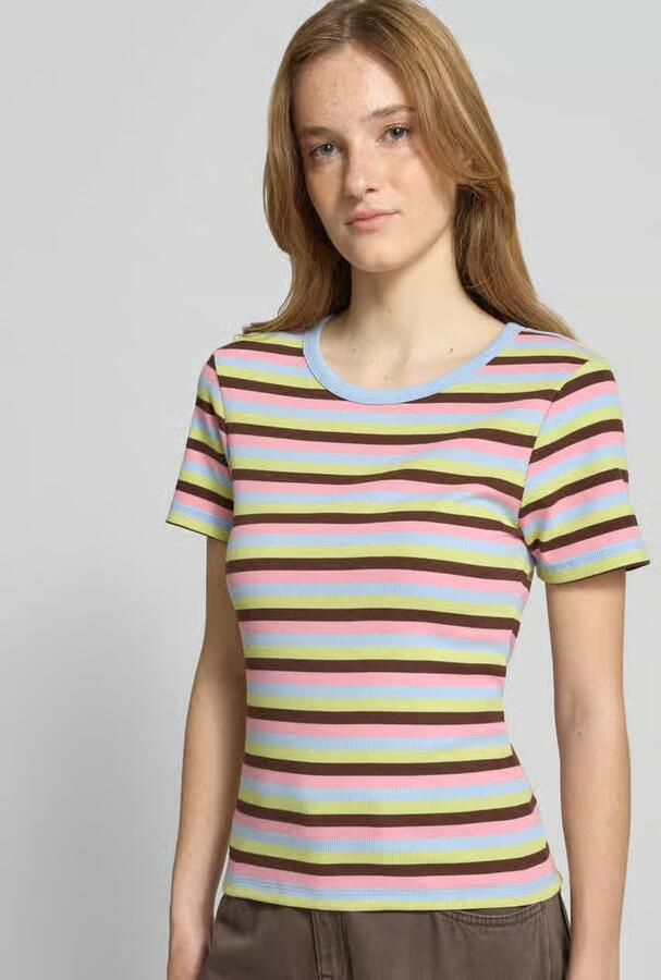 Pieces slim fit T-shirt van katoenmix model 'MAY'