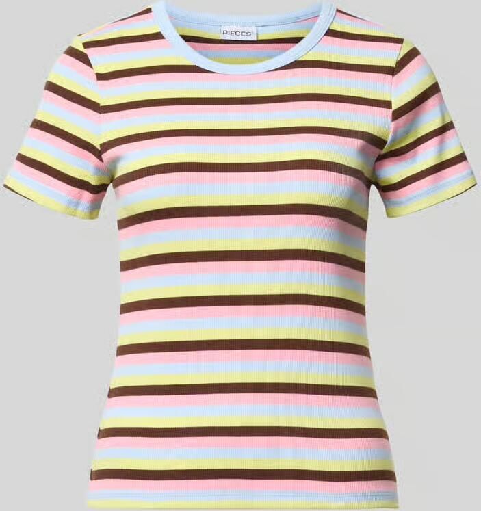 Pieces slim fit T-shirt van katoenmix model 'MAY' - Foto 2