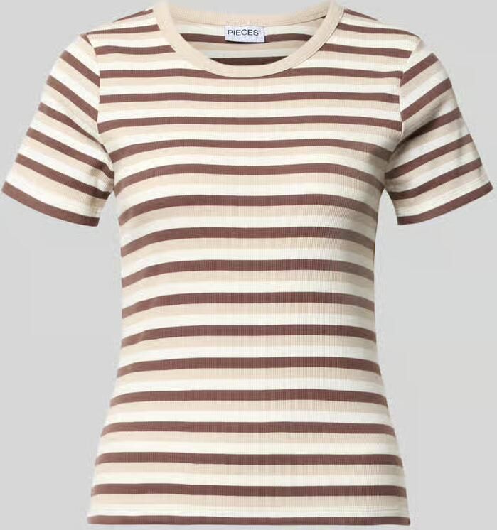 Pieces slim fit T-shirt van katoenmix model 'MAY' - Foto 2